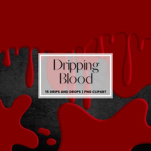 Red Blood Borders Clipart, Dripping Blood Border Overlays, Splash and Drips Transparent PNG, Halloween Clipart, Commercial Use