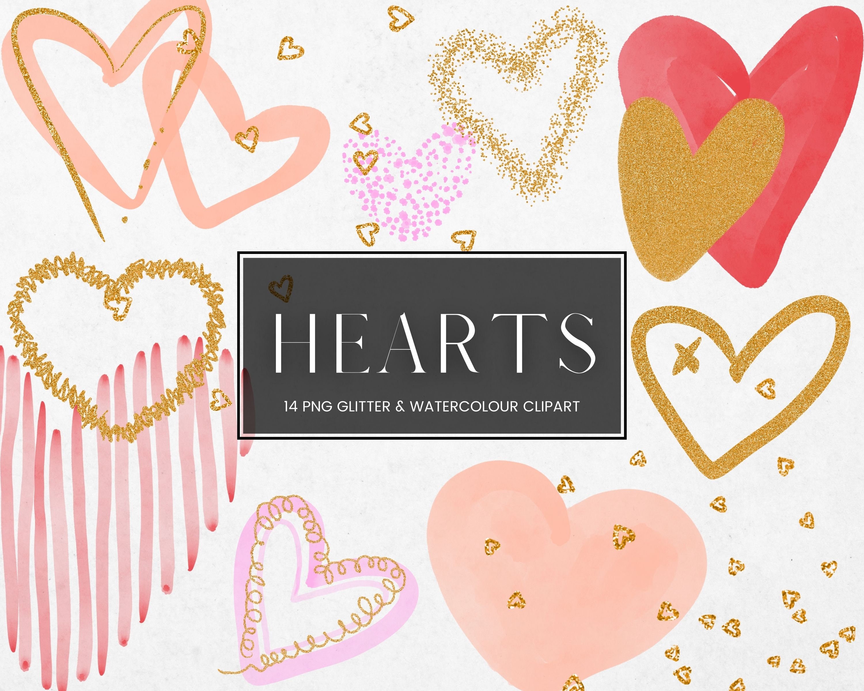 Heart Clipart Set,watercolor Rainbow Hearts Png,glitter Heart Clipart  ,valentin Day Clipart ,sublimation,wedding, Commercial Use -  Finland