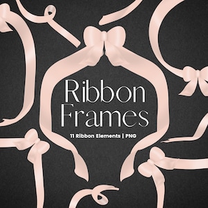 Pink Ribbon Frame Clipart, Ribbon Clipart, Pink Bow Digital Clipart, Border and Frame Baby Shower Invitations, Commercial License
