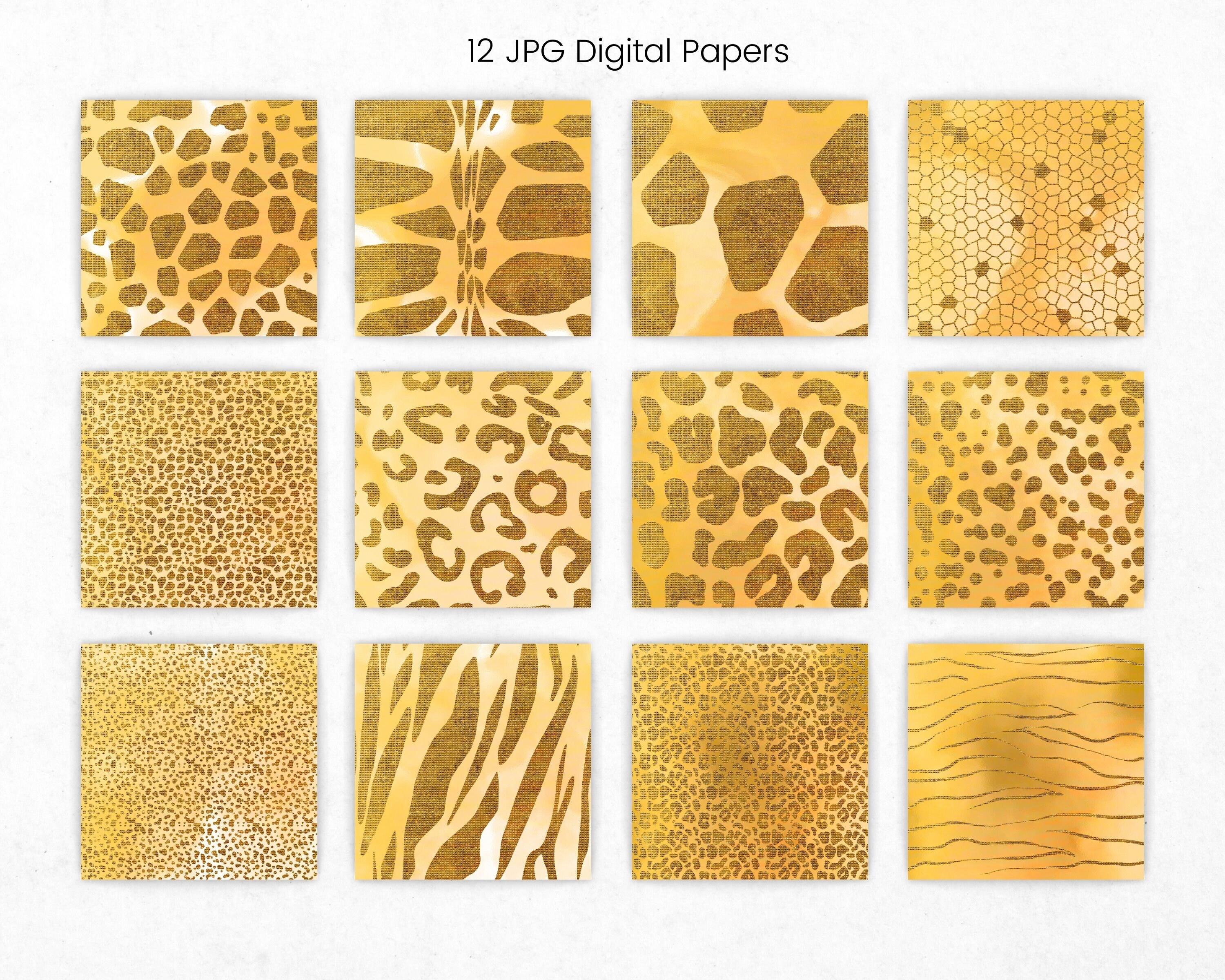 Gold Safari Animal Print Digital Paper Leopard Print Pattern - Etsy