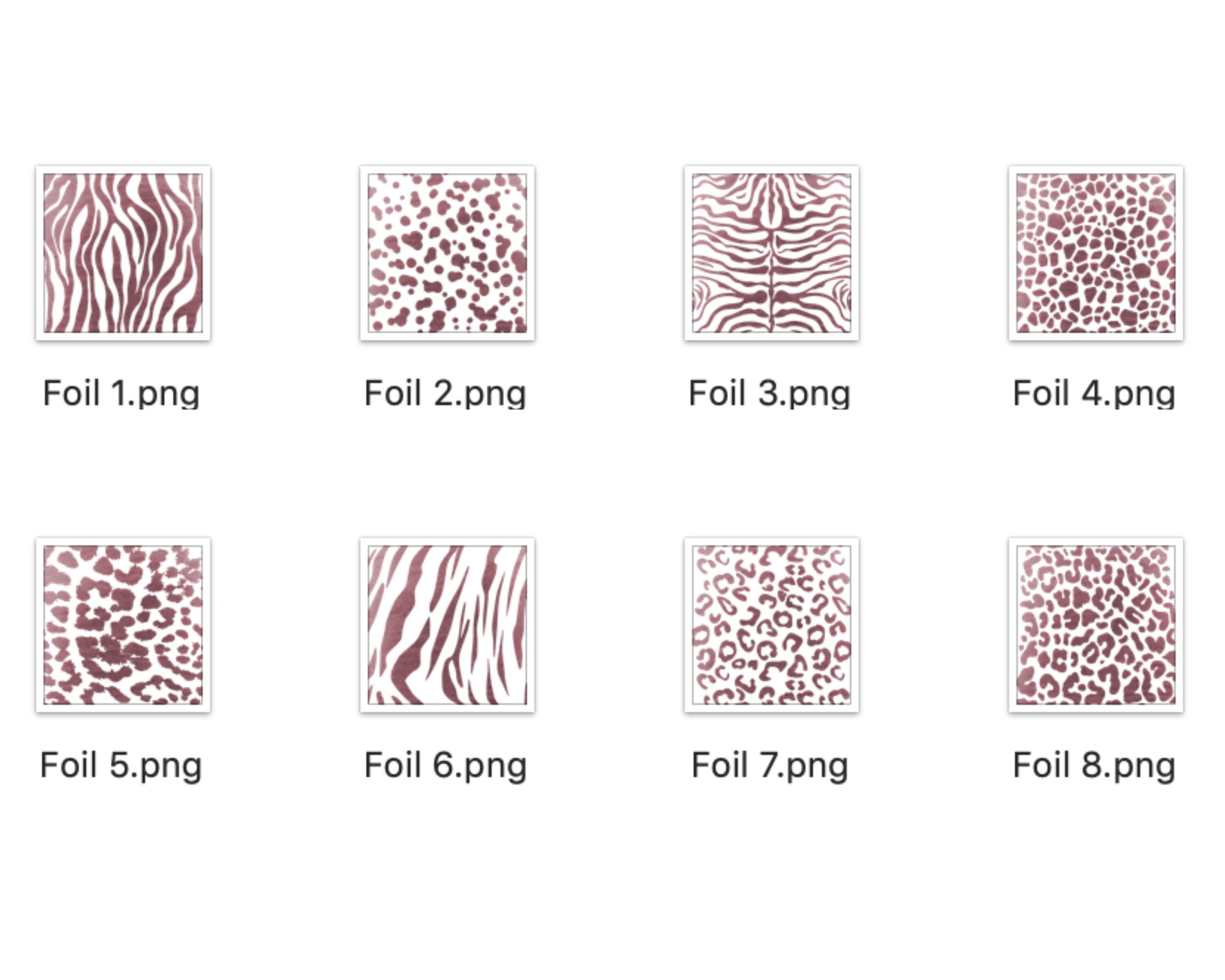 16 Rose Gold Glitter and Foil Animal Print Pattern Overlays, Tiger ...
