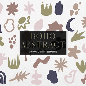 Abstrakte Boho Clipart, Boho Clipart Formen, moderne Boho Collage, digitale Clip Art abstrakte Formen, Beige Rosa Grün PNG Boho Formen