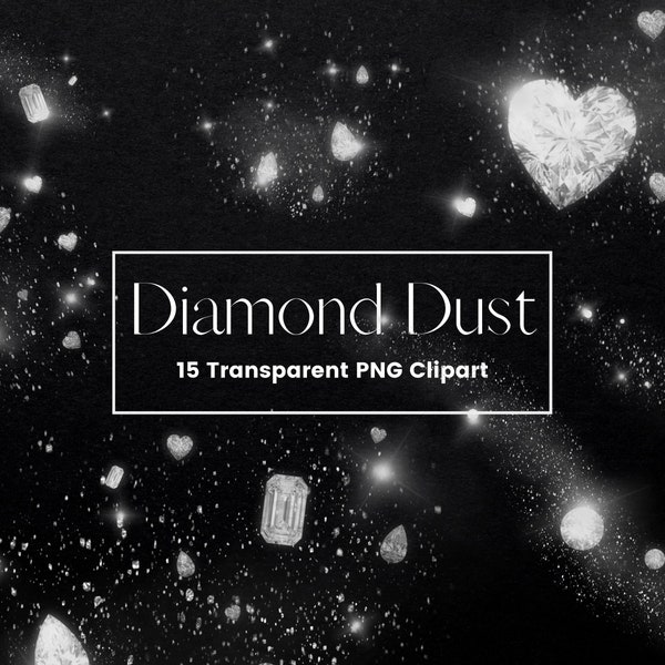 White Diamond Dust Clipart, Glitter Dust Overlay, Sparking Diamond Clipart, Wedding Invitation Clipart, Glitter Gems Clip Art