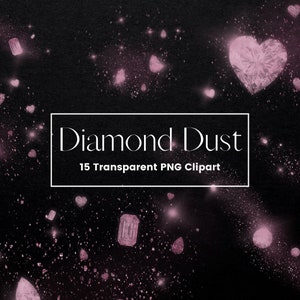 Pink Diamond Dust Clipart, Glitter Dust Overlay, Rose Gold Sparking Diamond Clipart, Wedding Invitation Clipart, Glitter Gems Clip Art