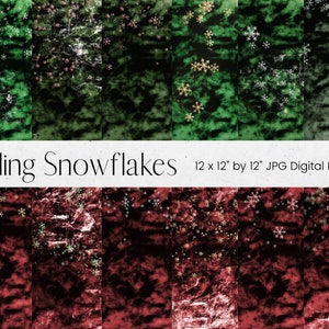 Christmas Falling Snowflake Digital Paper, Gold Glitter Snowflakes, Winter Grunge Textures, Winter Background, Snowflake Digital Scrapbook