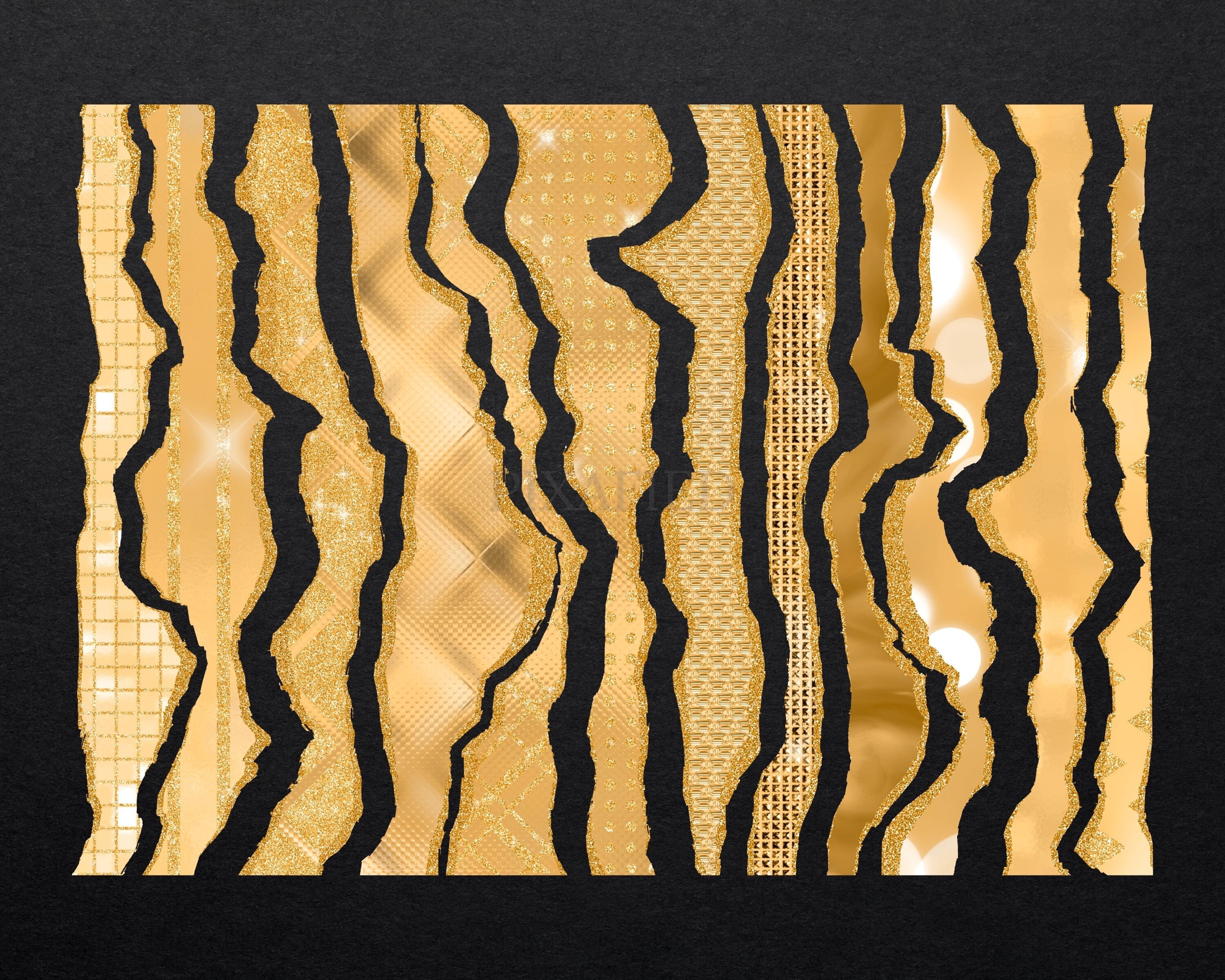 Gold Ripped Border Gold Glam Tear Border Clip Art, Luxury Metallic and Gold Glitter Ripped ...