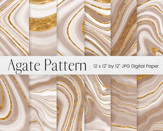 Beige Agate Digital Paper Gold Glitter and Agate Pattern Background Brown Stone Texture Geode Scrapbook Paper Commercial Use Etsy UK
