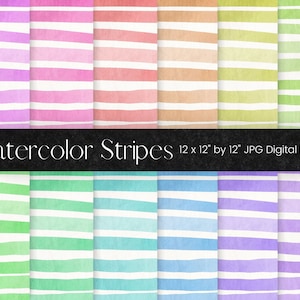 Papier numérique aquarelle à rayures colorées, coup de pinceau doux arc-en-ciel, fond aquarelle, motif, papier Scrapbook imprimable en gras