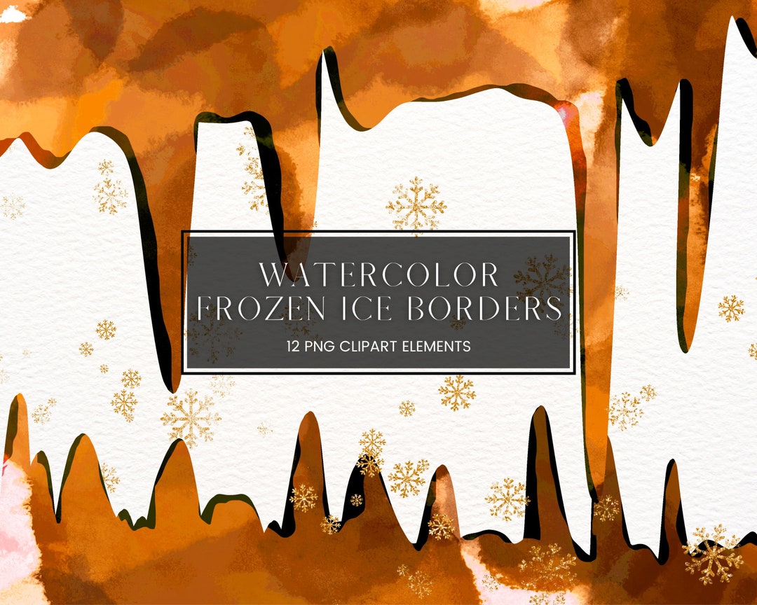 Watercolour Icicle Border Clipart, Orange Falling Snow Winter Frame ...