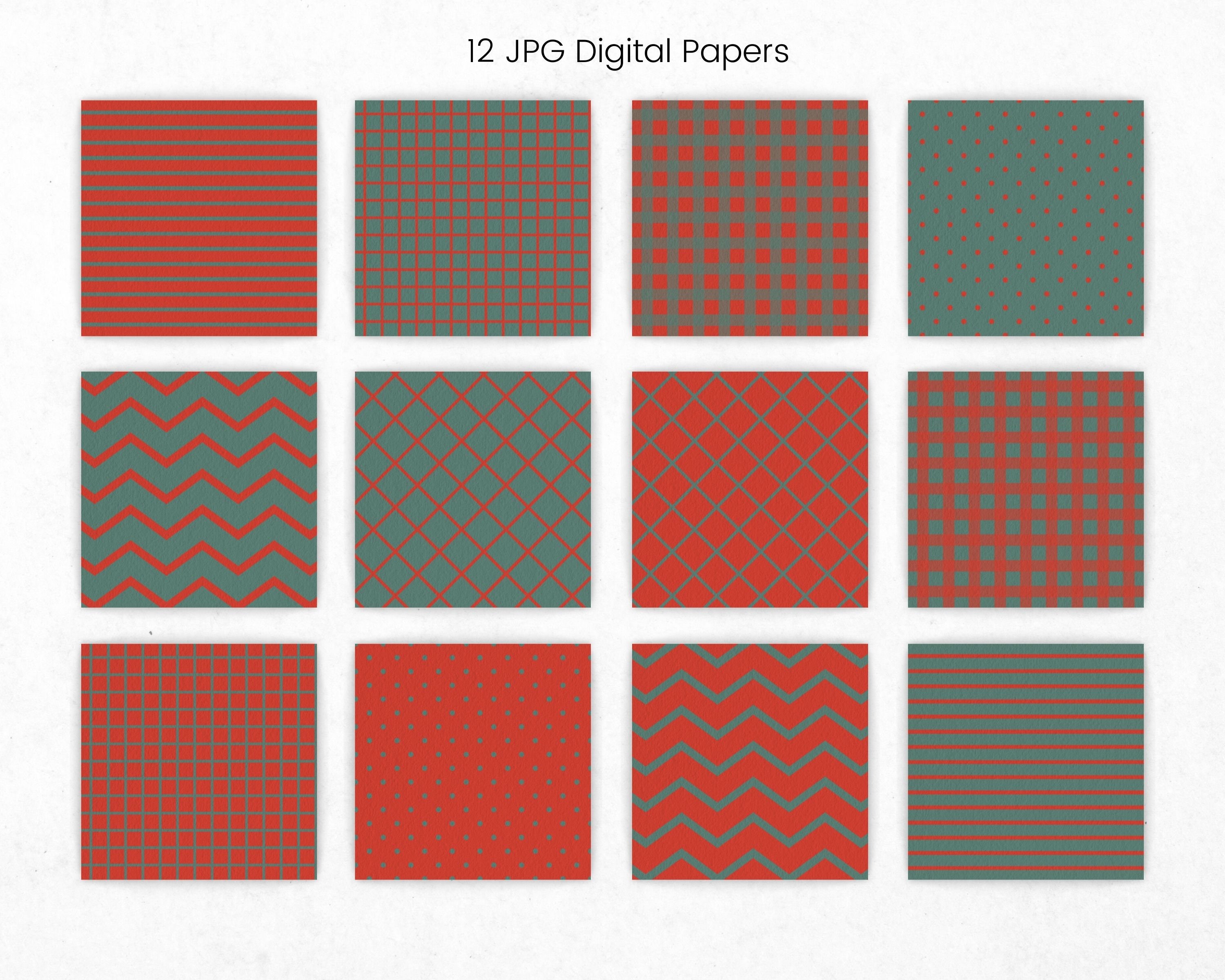 Red and Green Pattern Digital Paper, Christmas Plaid Paper Pattern ...