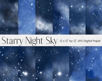 Carta digitale notte stellata, texture acquerello blu, sfondo texture cielo notturno, carta per album Galaxy, uso commerciale