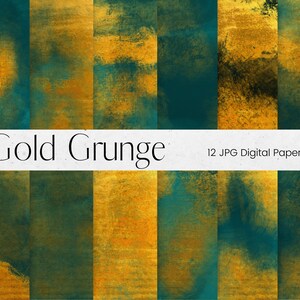 Gold Grunge Pattern Digital Paper, Distressed Grunge Paint Pattern, Scratched Paint Scrapbook Paper, Metallic Background Textures