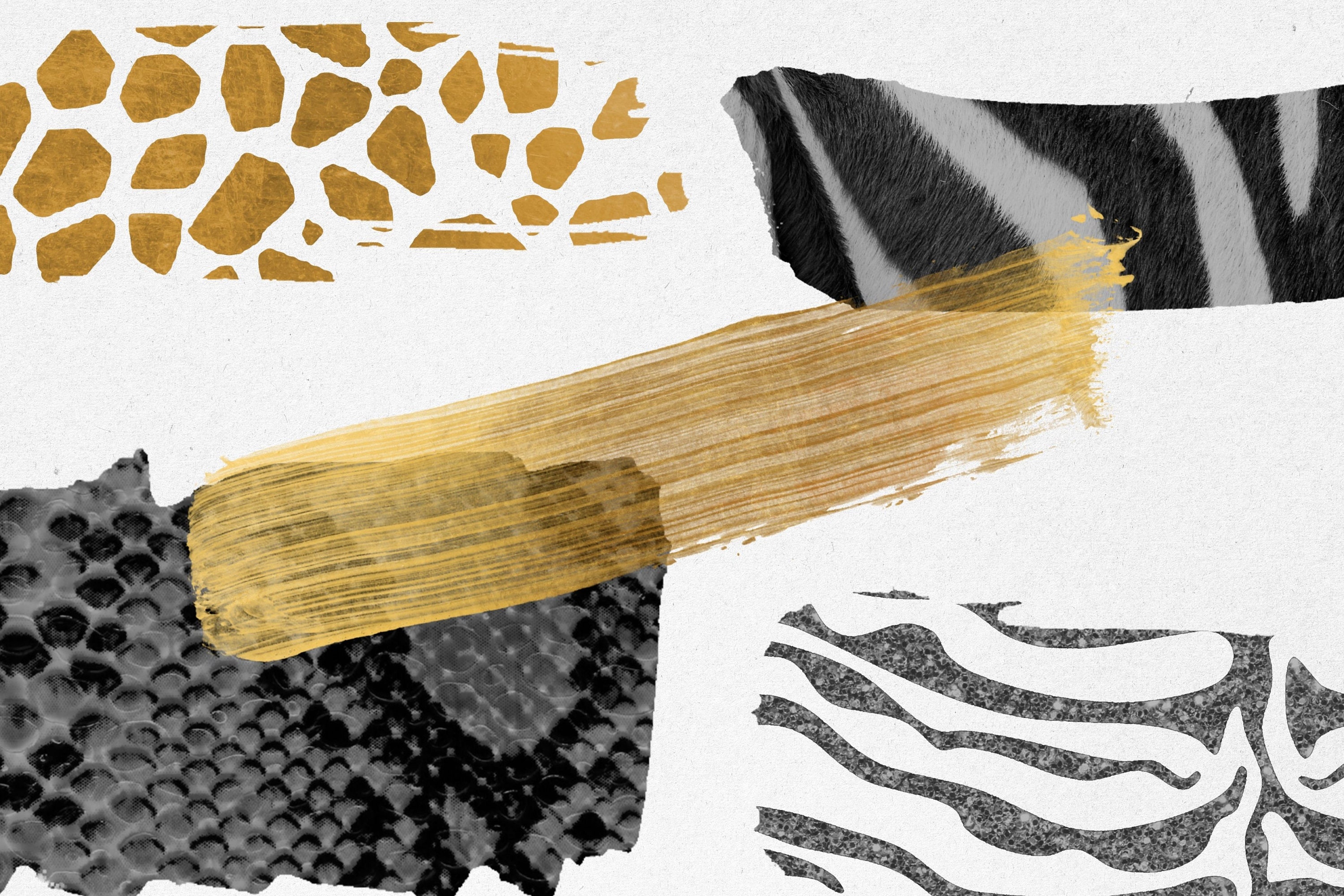 18 Safari Black and Gold Brush Strokes Clipart, Transparent Png Animal ...