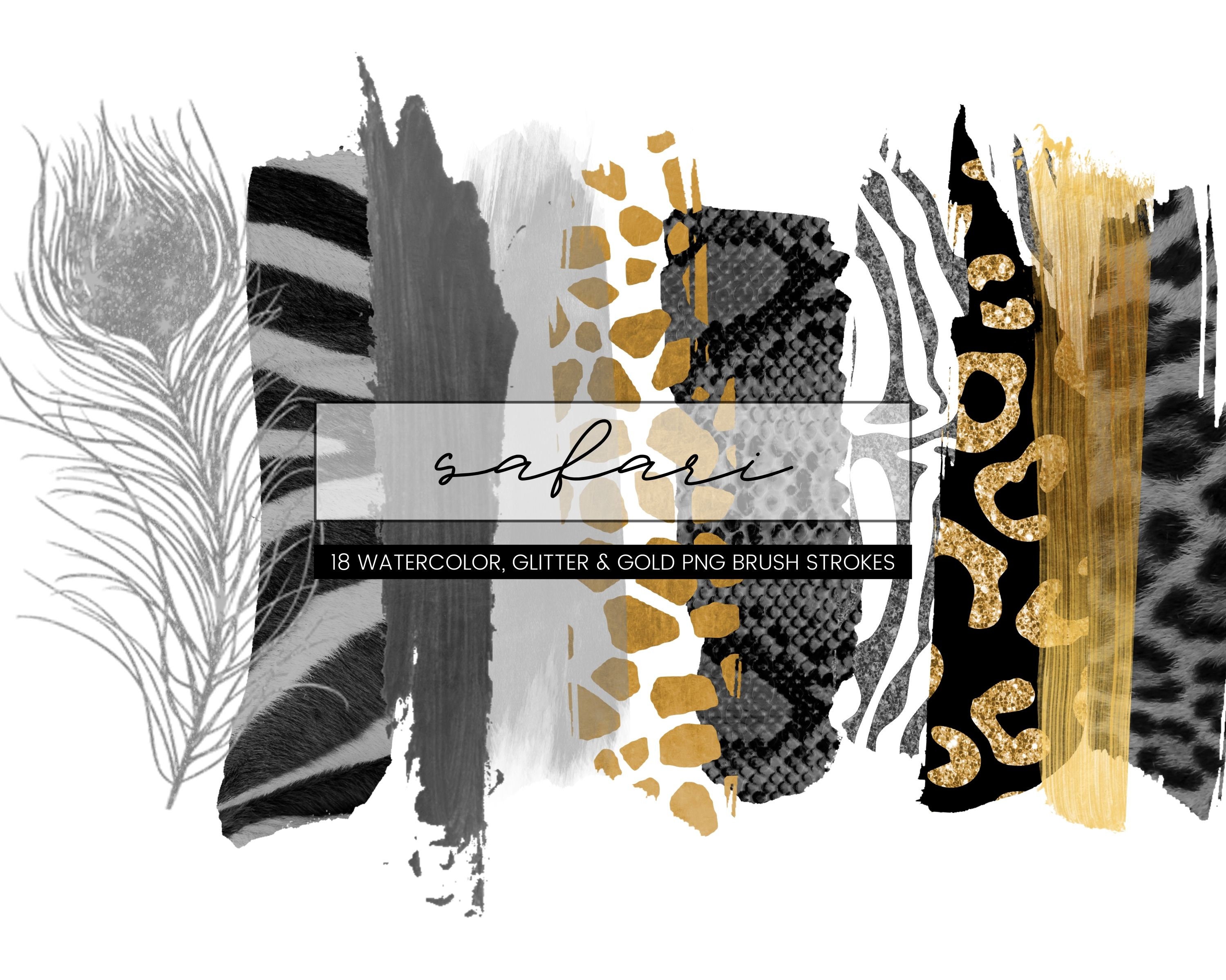 18 Safari Black and Gold Brush Strokes Clipart, Transparent Png Animal ...