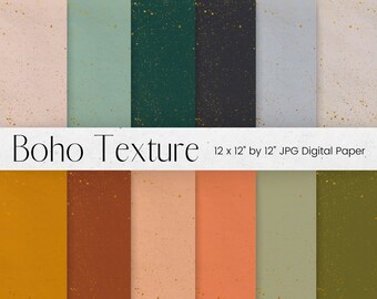 Modello di carta digitale nei toni della terra, vernice Boho e carta per album con texture dorata 12x12, texture di sfondo digitale, licenza commerciale
