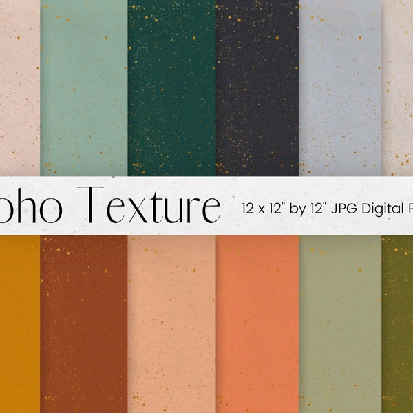 Earth Tones Digital Paper Pattern, Boho Paint and Gold Texture Scrapbook Paper 12x12, Digital Background Textures, Commercial License