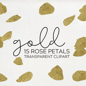 20 Gold rose petals, gold flower petals, falling petals, clip art transparent png clipart, commercial use, wedding invitations