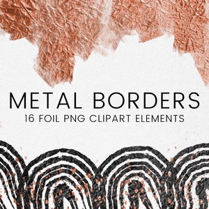 Copper Foil Borders Clipart, Black Metal Borders, Metal Frames, Wedding Clipart PNG, Invitation Borders, Digital Borders, Commercial Use