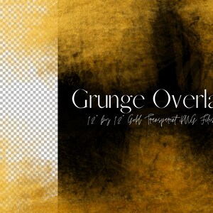 Gold Scratched Grunge Overlay, Metallic Grunge Clipart, Scratched Paint Clip Art, Distressed Paint Square Overlays, Commercial Use