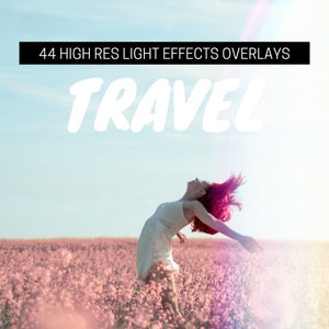 44 Travel overlays, photoshop overlays, sun ray overlays, Light leaks, sunshine create natural sun effect overlays beams lens flare clip art