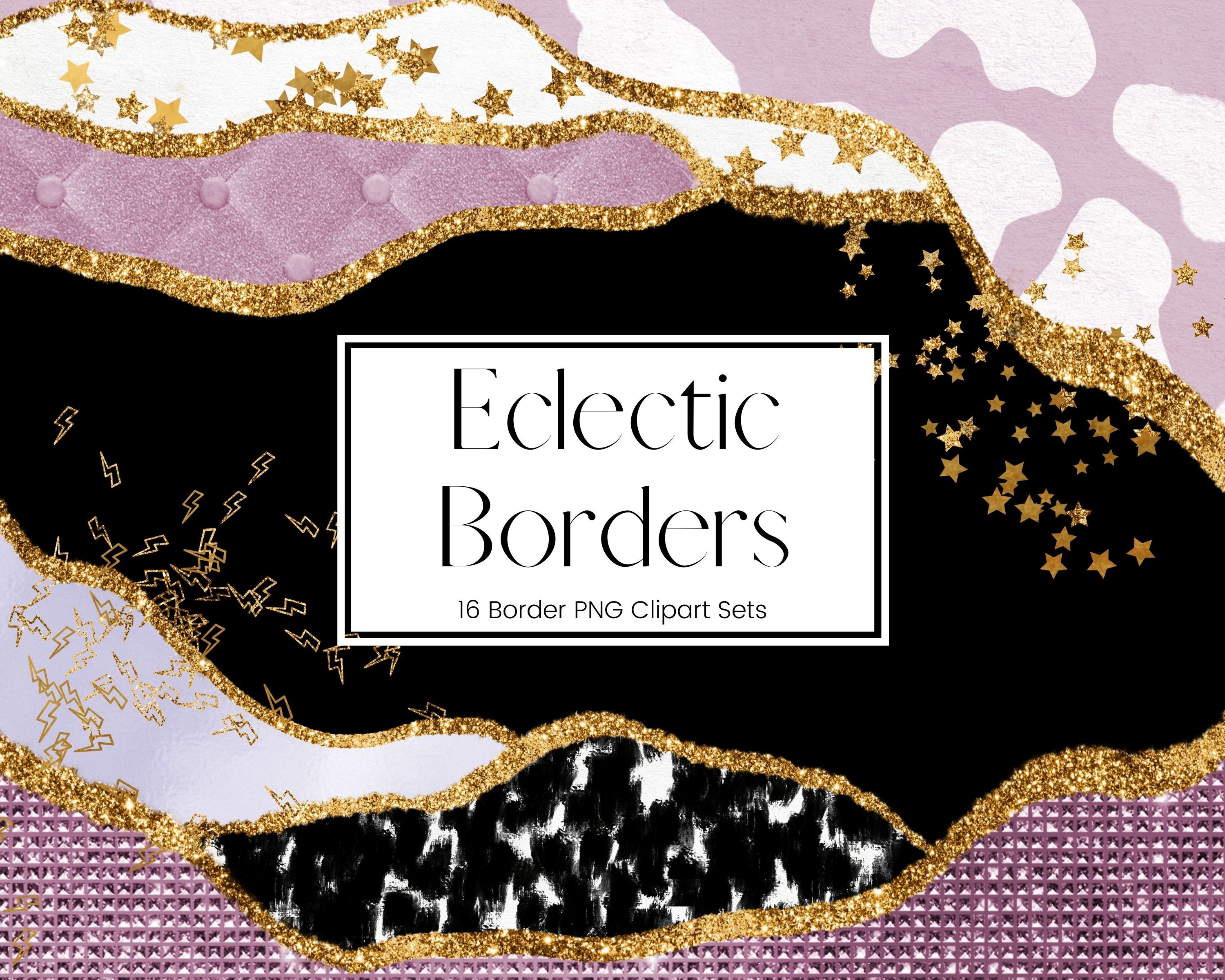 Eclectic Border Eclectic Border Clipart, Purple Border Overlays, Transparent PNG Marble ...