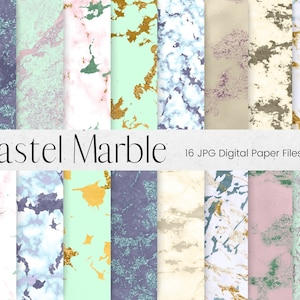 Pastel Marble Pattern Digital Paper, Pink, Blue, and Gold Marble Pattern, Marble Texture Scrapbook Paper, Stone Background Textures