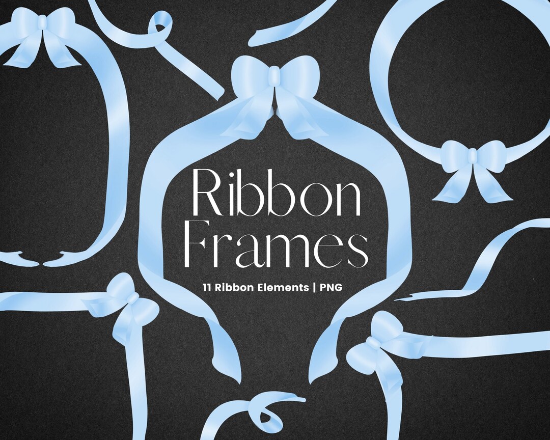 Blue Ribbon Frame Clipart, Ribbon Clipart, Blue Bow Digital Clipart ...