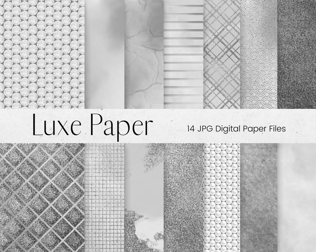 Silver Luxury Pattern Digital Paper, Diamond and Pearl Pattern, Glitter ...