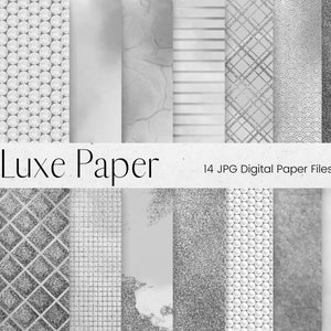 Zilver luxe patroon digitaal papier, diamant- en parelpatroon, glitterfolie scrapbookpapier, metalen achtergrondtexturen, commercieel gebruik