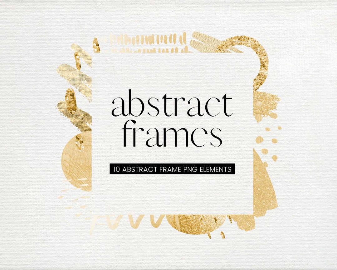10 Abstract Shapes Gold Frame Clipart, Metal Foil and Glitter Frames ...