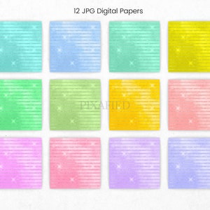 Carta digitale con strisce glitterate colorate, scrapbooking digitale rosa blu verde, texture glitter e lamina, sfondo stampabile scintillante immagine 2