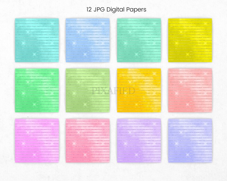 Carta digitale con strisce glitterate colorate, scrapbooking digitale rosa blu verde, texture glitter e lamina, sfondo stampabile scintillante immagine 2