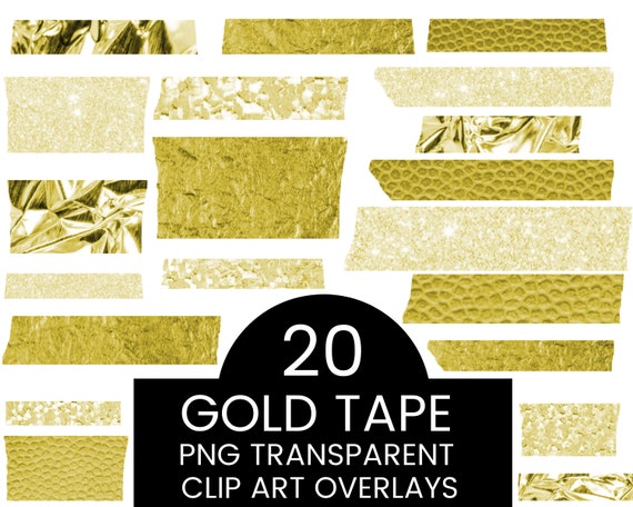 20 Gold Washi Tape Clip Art Digital Washi Tape Clipart, Tape Clipart  Instagram Frame Photo Digital Tape, gold washi tape overlays clip art