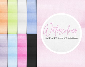 20 Watercolour Brushstroke Digital Paper, Painted Watercolor Textured Paper, Textured Background, Digital Paint Wallpaper, Commercial #14