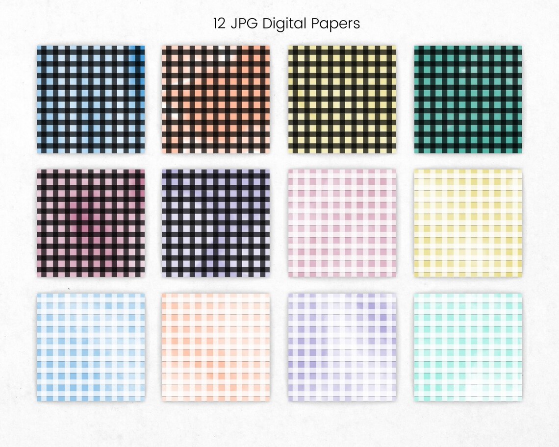 Gingham Digital Paper Pattern Pastel Modern Scrapbook Paper - Etsy