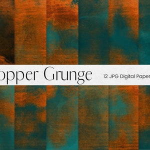 Copper Grunge Pattern Digital Paper, Distressed Grunge Paint Pattern, Scratched Paint Scrapbook Paper, Metallic Background Textures