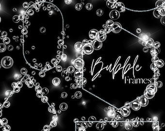 Sparkling White Soap Bubble Frame Clipart, Bubble Clip Art, Transparent Bubble Overlays, Transparent Photo Overlays, Commercial use