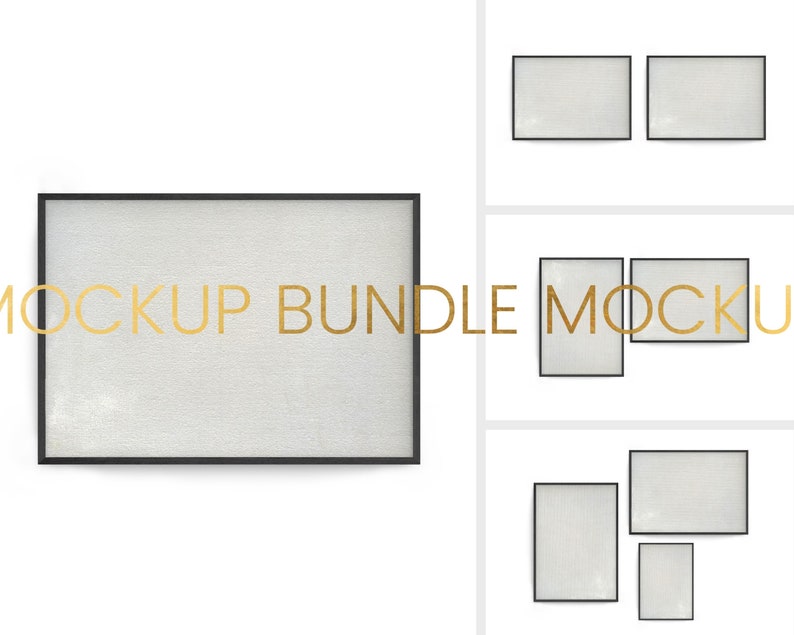 A2 Digital Instant Download JPG Rectangle Digital Mockup #25 4 Mockup Frames Bundle A3 A4 Mockup Wood Black Picture Frame Gallery PSD