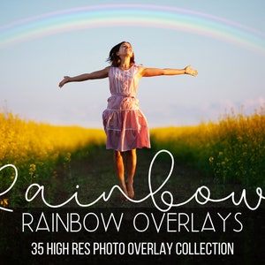 35 Rainbow arch rays overlays, photoshop overlays, Light leaks, sunshine, bokeh sun effect overlays beams, lens flare, clip art