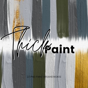Thick Paint Brushstroke Clipart, Black, Grey Acrylic Paint Clip Art, Gold Glitter Brush Stroke, Transparent Paint Clip Art, Commercial Use
