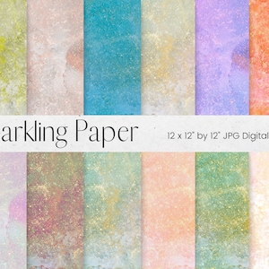 Sparkling Paper Pattern Digital Paper, Gold Glitter Pattern, Scrapbook Paper, Pink, Blue Background Textures, Commercial Use