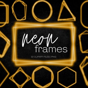 Orange Neon Rahmen Clipart, leuchtende Neon Clipart Overlay, transparentes PNG, Quadrat, Kreis, geometrischer Rahmen, kommerzielle Nutzung