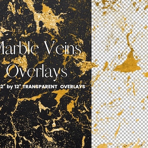 Gold Marble Veins Overlays, Glitter and Foil Marble Transparent Clip Art, PNG Marble Pattern Veins, Wedding Invitation, Commercial Use