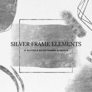 Könnte beinhalten: Ein Set mit 21 silbernen und glitzernden Rahmenelementen. Die Rahmen sind in verschiedenen Formen und Größen, darunter Kreise, Quadrate und Rechtecke. Die Rahmen sind perfekt, um Ihren Projekten einen Hauch von Glanz zu verleihen.