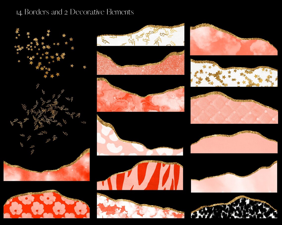 Eclectic Border Eclectic Border Clipart, Red Border Overlays, Transparent PNG Marble ...