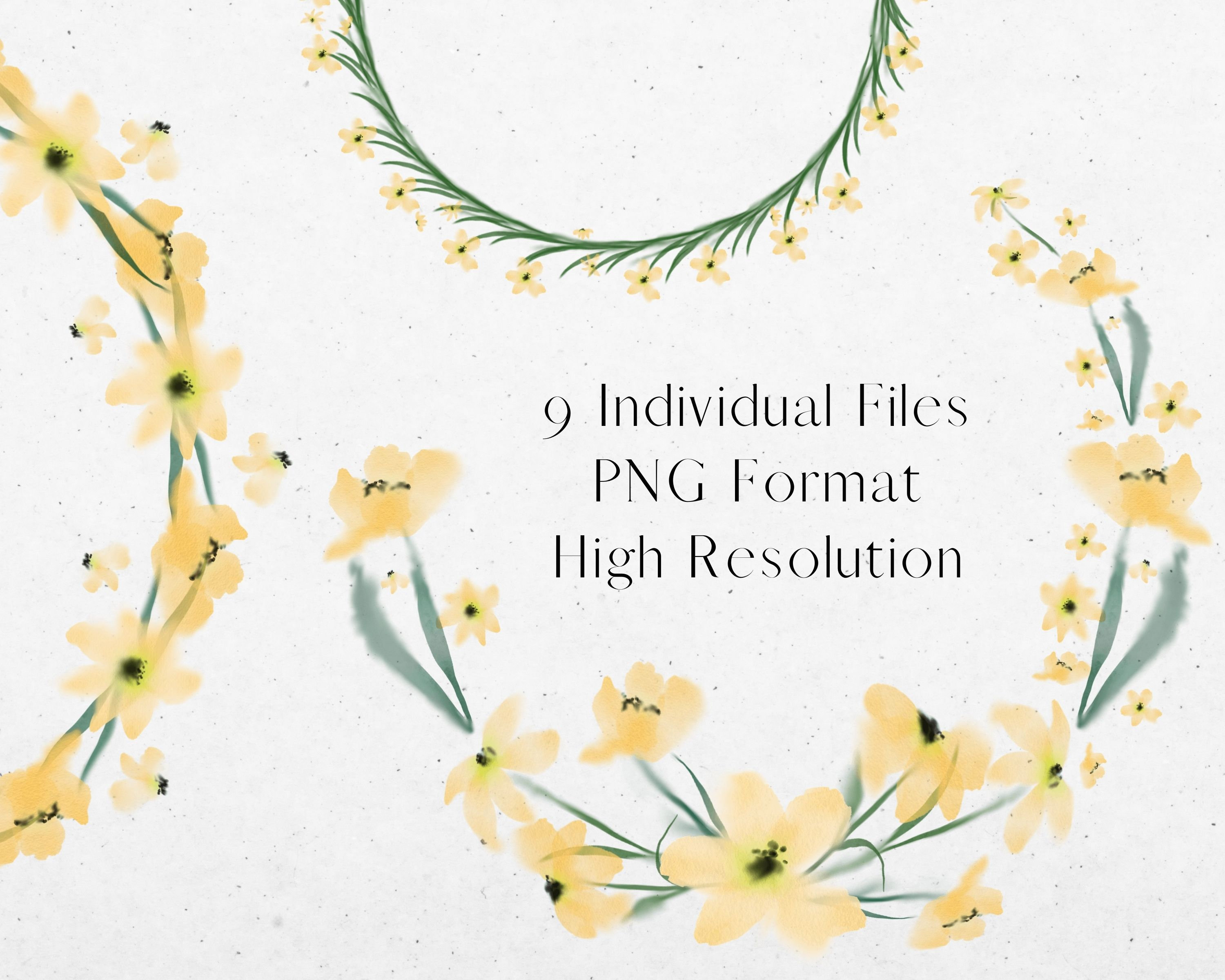 Yellow Watercolour Flower Wreath Clipart Spring Floral - Etsy UK
