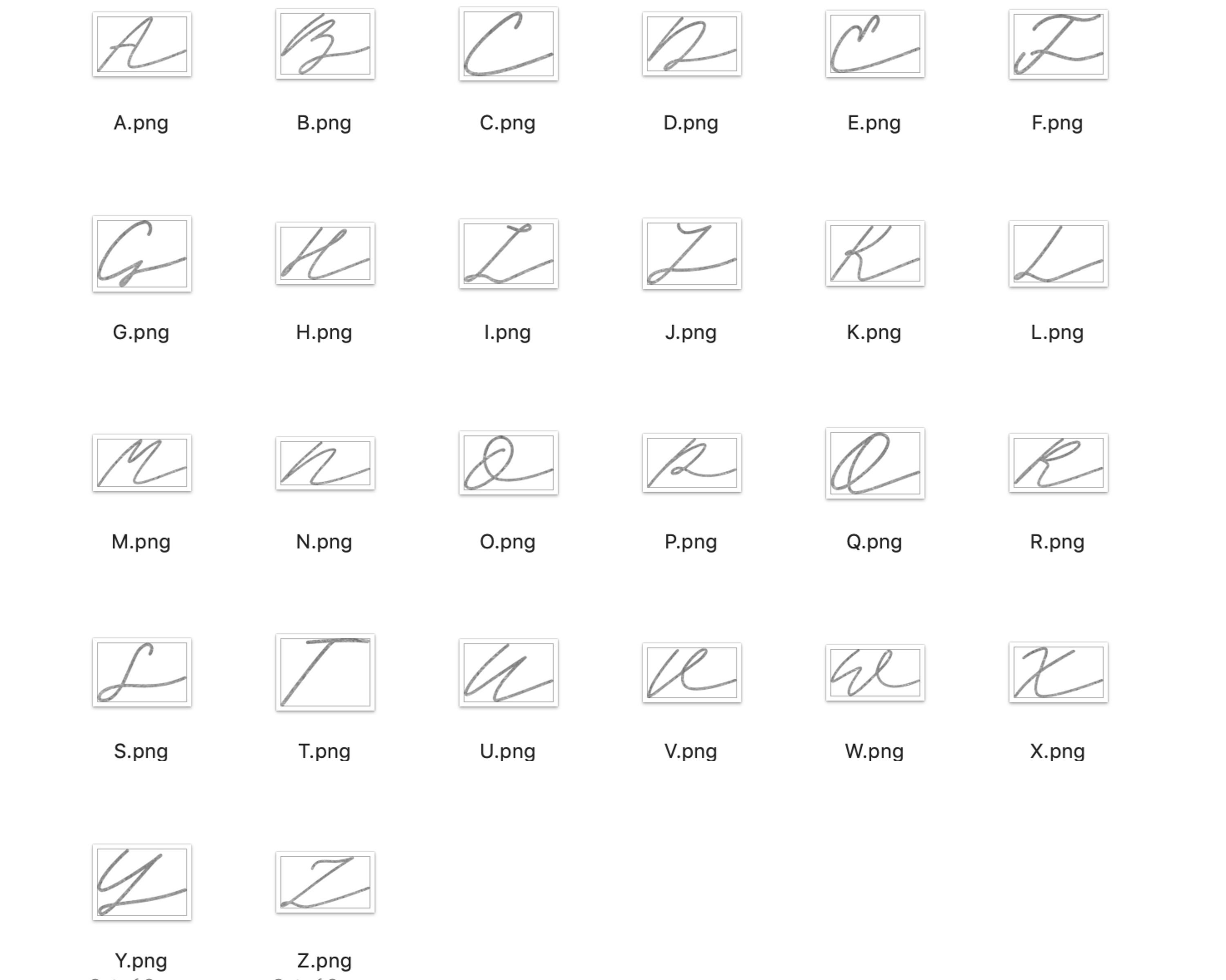 SILVER Calligraphy Font Cursive Letters ALPHABET Digital | Etsy