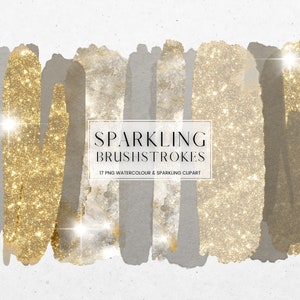 Sparkling and Watercolour Brushstroke Clipart, Glam Beige Glitter PNG Paint, Magical Glitter Unicorn Clip Art, Commercial Use
