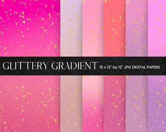 Glitzer Farbverlauf digitales Papier, rosa Ombre digitales Muster, Gold Glitter Textur, Farbverlauf Hintergrund, Ombre digitales Scrapbook Papier