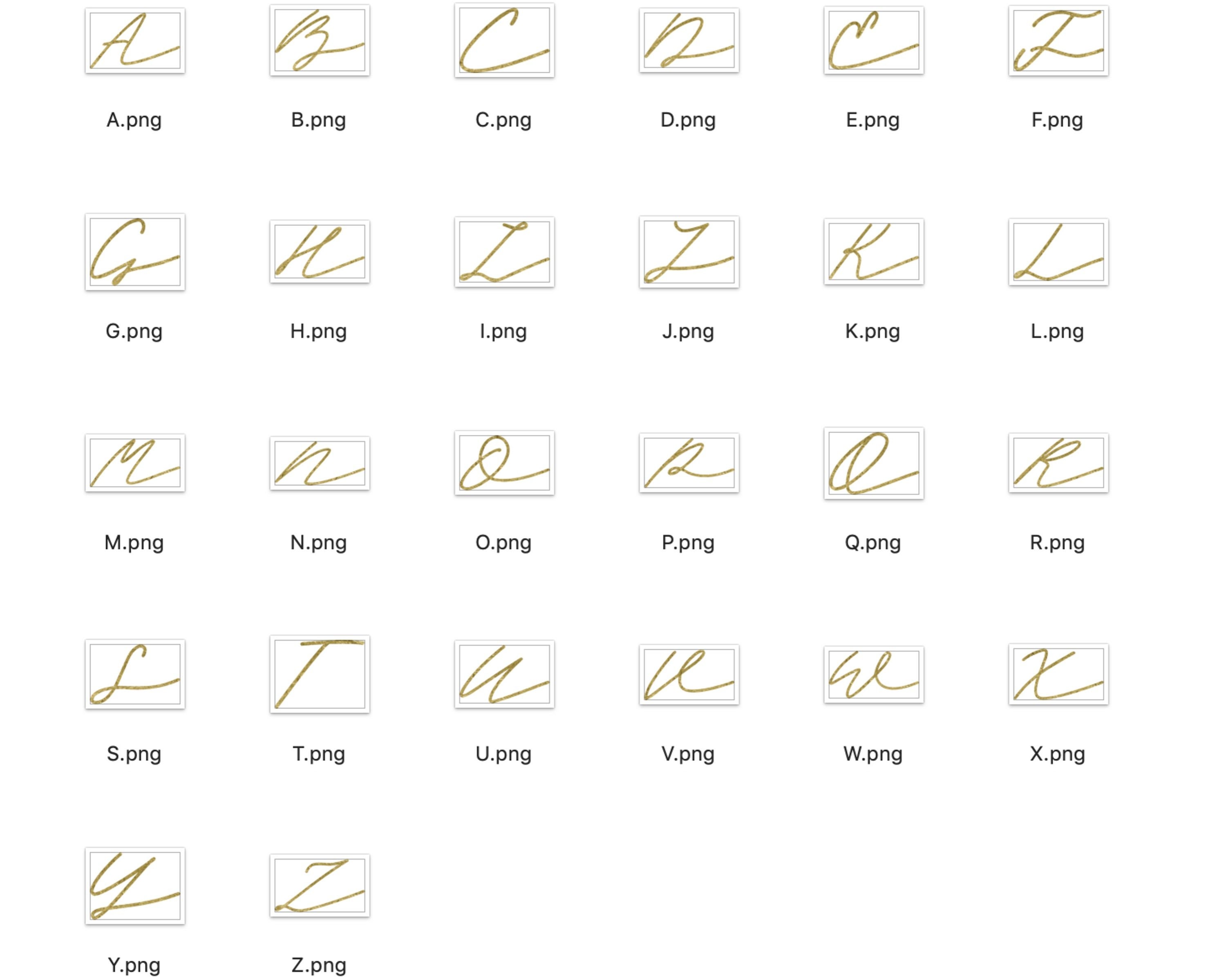 GOLD Calligraphy Font Cursive Letters ALPHABET Digital Clipart - Etsy UK